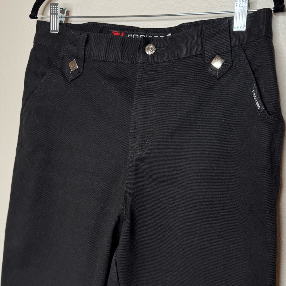 Rockies Vintage 90s High Waist Studs Triangle Black Denim Jeans size 13/14 - Picture 2 of 11